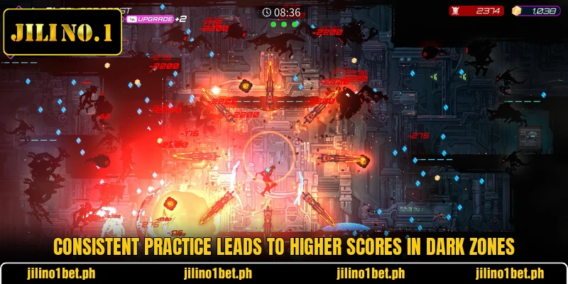 Consistent practice leads to higher scores in dark zones