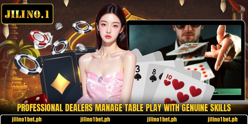 Professional dealers manage table play with genuine skills