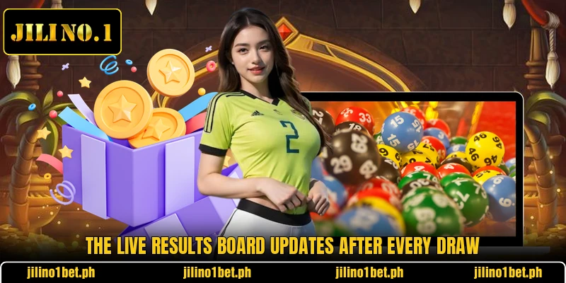 The live results board updates after every draw