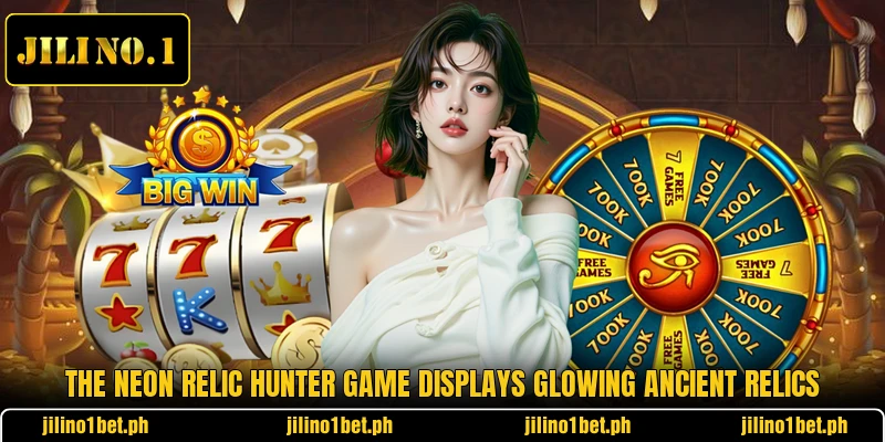 The Neon Relic Hunter game displays glowing ancient relics
